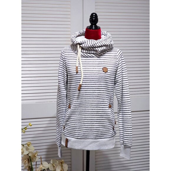 NAKETANO Darth X Striped Funnel Neck Pullover Hoodie Sweatshirt Size Medium 2210 - Picture 1 of 13